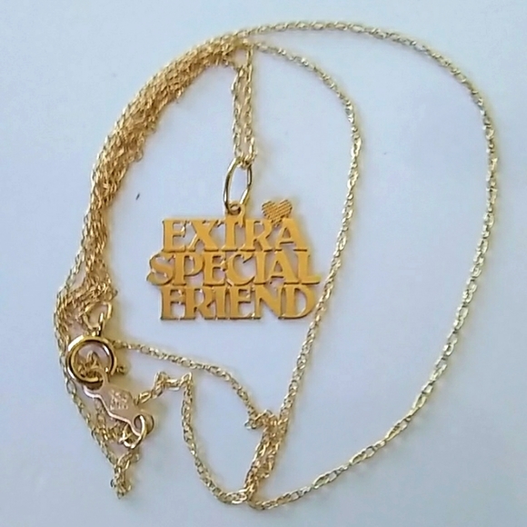 14k yellow solid gold extra special friend necklace